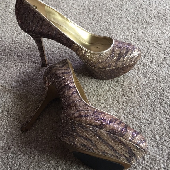 Nine West sparkly tiger stripe platform high heels - Picture 3 of 8